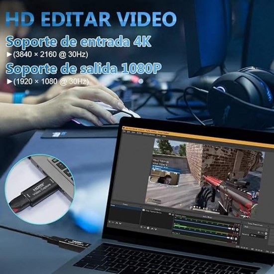 محول التقاط فيديو  – محول بمنفذ اتش دي ام اي إلى USB 3.0، مثالي للبث المباشر وتسجيل الألعاب والاجتماعات من يايزك