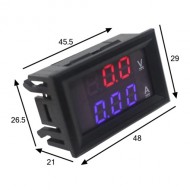 DC 0-100V 10A Digital Voltmeter and Ammeter Dual Display