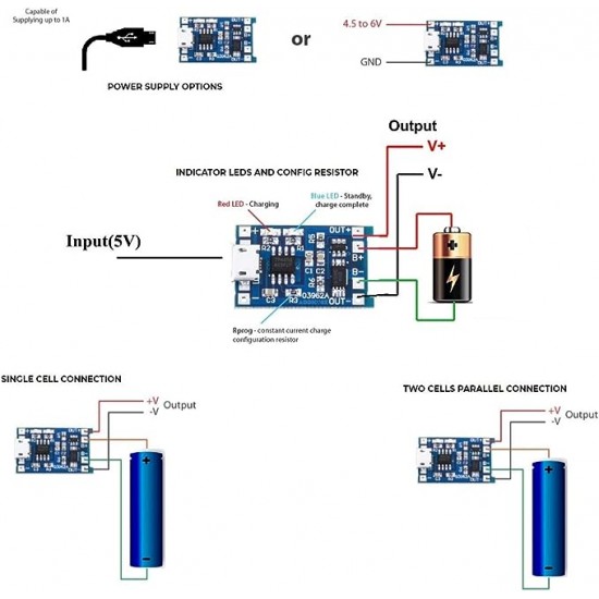 Micro USB 5V18650 TP4056 Lithium Battery Charger