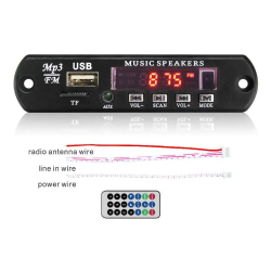 MP3 Decoding Board with inbuilt SD Card Slot / USB / FM / AUX / and Remote Control
